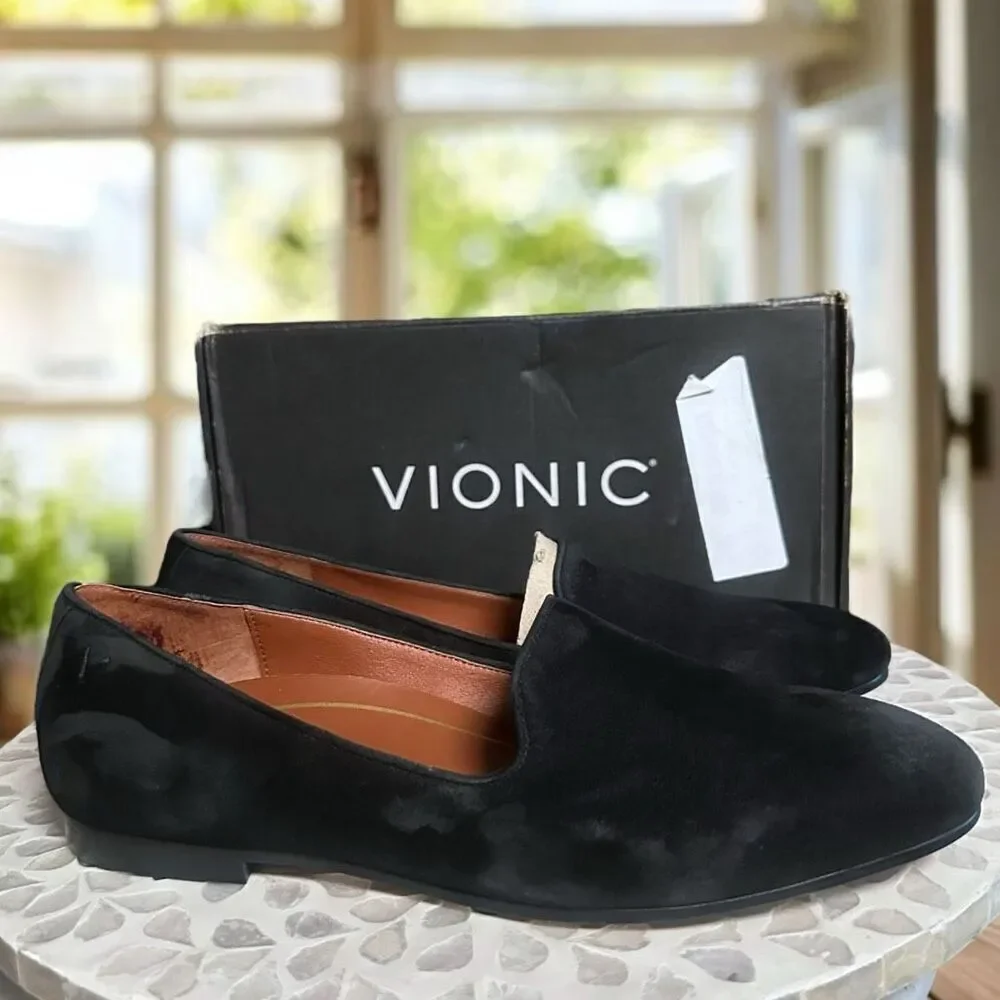 VIONIC Willa Leather Suede Slip On Flats Loafer Womens